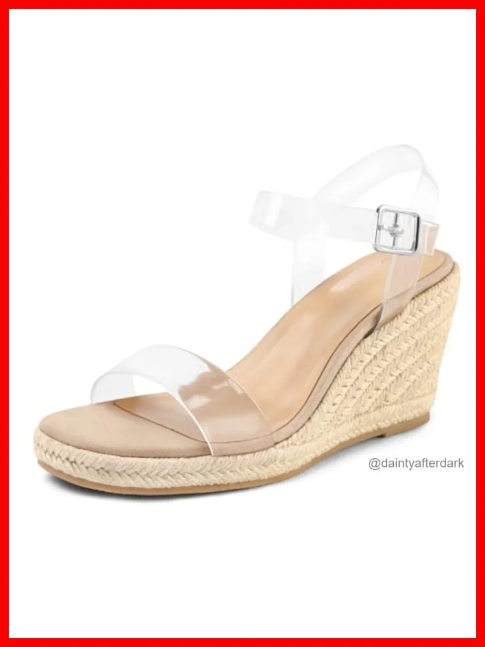 Women's Espadrille Wedge Sandals Square Open Toe 3.3 Inch Heel Adjustable Ankle